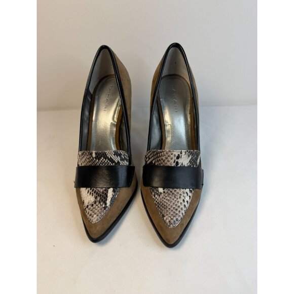 Tahari Aimee Womens Size 7M Brown/Black Suede Leather Animal Print Pumps - Picture 2 of 14